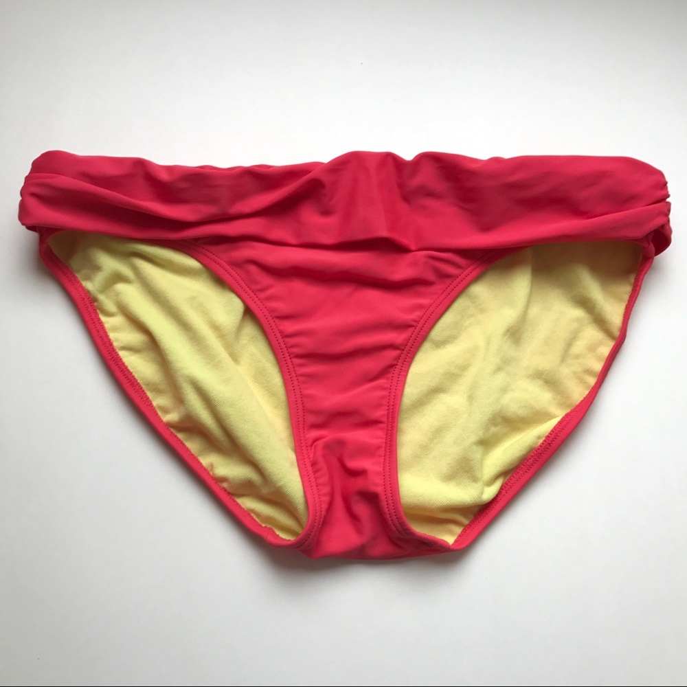 Athleta Coral Pink Ruched Bikini Bottoms